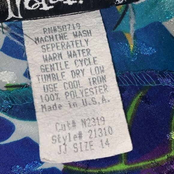 Vintage 80’s Satin Floral Jacquard Statement Blouse Women’s Large - Picture 9 of 9